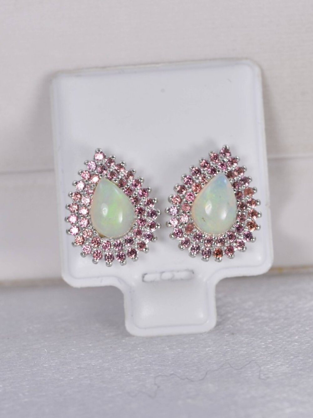 Pear Cut Natural Ethopian Double Halo Pear Earrings 925 Sterling Silver